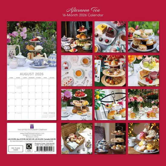 The Gifted Stationary 2026 Square Wall Calendar, Afternoon Tea, 16-Month Food Theme Hanging Calendar with 180 Reminder Stickers, Month Planner for Home, or Creative Spaces, 12x12 In Multicolor {4}