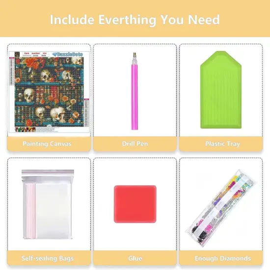 5D Skull Diamond Painting Kit - 14X14 Inch {4}