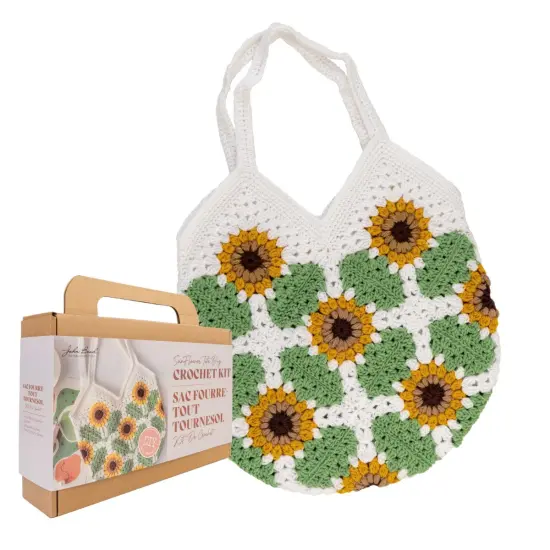 John Bead Floral Crochet DIY Kit for Beginners Sunflower Tote Bag {1}