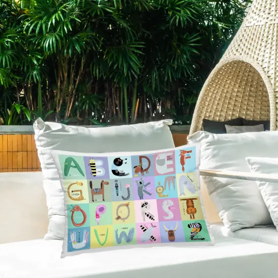 Stupell Industries Whimsical Animal Alphabet Outdoor Pillow, 14 x 7 x 20 {2}