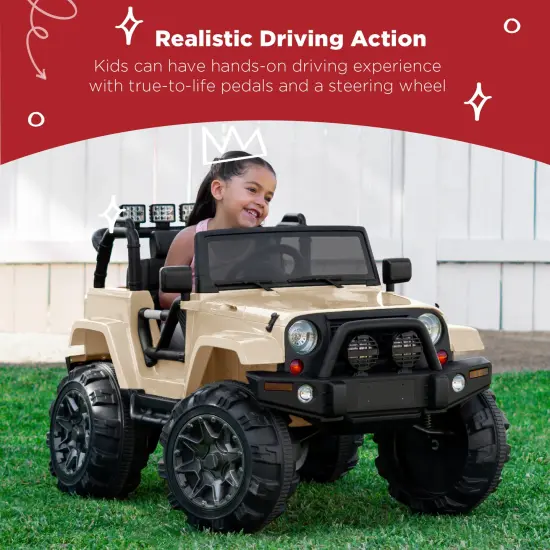 Best Choice Products 12V Kids Ride On Truck Car w/ Remote Control, Spring Suspension, Bluetooth, LED Lights Sand {2}