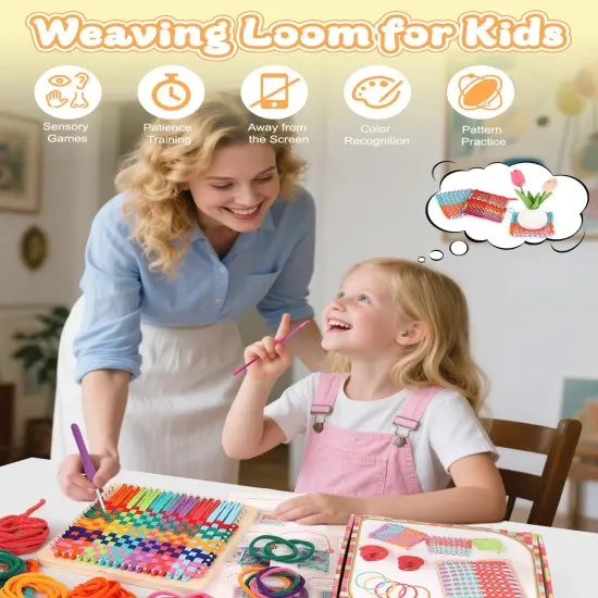 Weaving Wooden Potholder Loom Kit with 192 Weaving Loops {5}