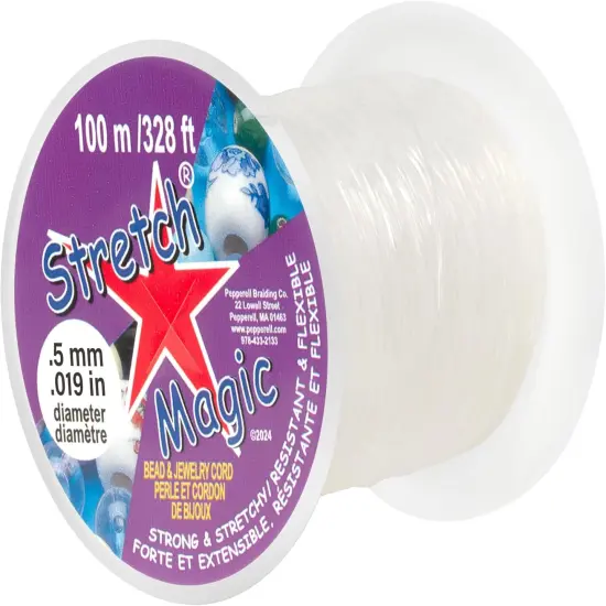 Stretch Magic Bead & Jewelry Cord - Strong & Stretchy, Easy to Knot - Clear Color - 0.5mm Diameter - 100-Meter (328 ft) Spool - Elastic String for Making Beaded Jewelry {1}