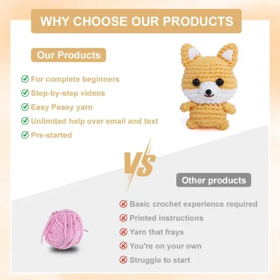 Fox Crochet Kit for Beginners Adults & Kids {5}