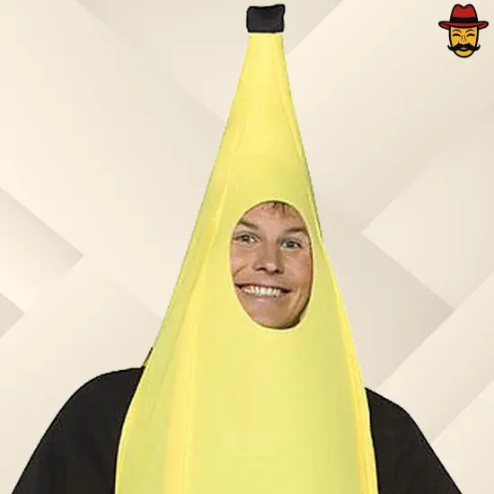 Adult Banana Over the Head Costume Funny Fruit Tunic One Size Halloween Party Outfit {2}