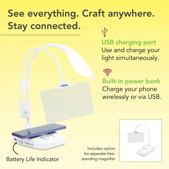 goLightly by ViviLux LED Craft Lamp with 3X Magnifier & Wireless Charger, Rechargeable Battery, Hands-Free Task Lighting for Crafts, Sewing & Reading {4}
