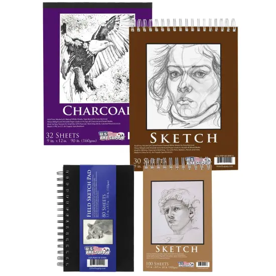 4-Pad Sketch Book and Drawing Paper Set (242 Sheets) - Sizes (5.5 x 8.5 and 9 x 12 Inch) Spiral Bound, Artist Drawing Pads for Mixed Media {1}