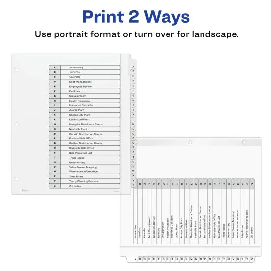 Avery Extra-Wide Dividers for 3 Ring Binders, 26 Tabs per Set, Customizable Table of Contents, Multicolor Tabs, Works Great with Sheet Protectors (11166) {5}