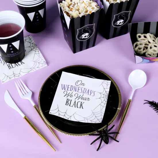 Big Dot of Happiness Goth Girl Napkins, Black and Purple Halloween or Gothic Birthday Party Decor, White 3-Ply Paper Beverage Napkins - 24 Count {4}