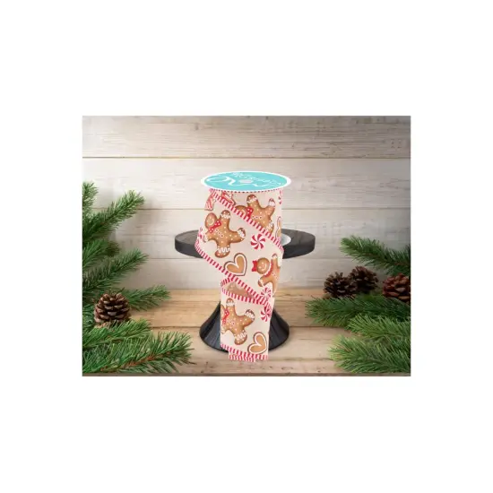 2.5" Gingerbread Stripe Ribbon: Cream (10 Yards) {3}