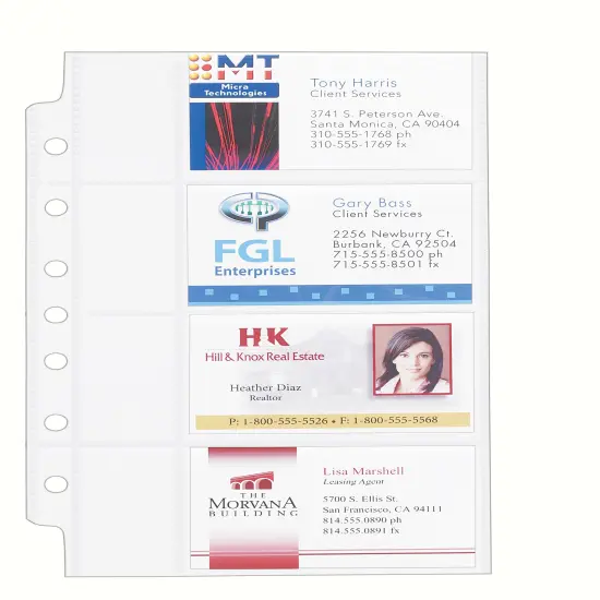 Avery Clear Business Card Organizer Pages for 5.5" x 8.5" Mini Binders, Pack of 5 Holds 40 Cards, 4 Packs, 20 Pages Total (76025) {3}