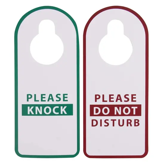 Do Not Disturb Sign - 12-Pack Do Not Disturb, Please Knock Door Hanger, Double Sided Plastic Door Knob Hanger for Privacy, Ideal for Home, Hotel Rooms, B&B, (3.5 x 9.8 in.) Multicolor {4}