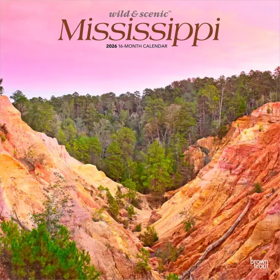 Mississippi Wild & Scenic | 2026 12 x 24 Inch (Hanging) Monthly Square Wall Calendar | Plastic-Free {1}