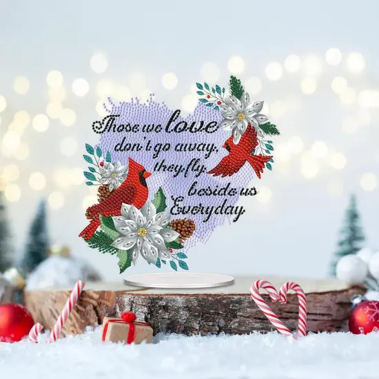 Christmas Cardinal Text Tabletop Diamond Painting Kit {3}