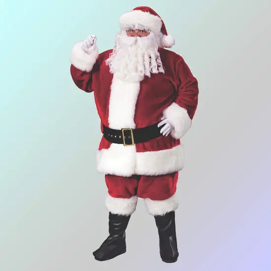 Santa Claus Costume for Men, Jacket Pants Hat Belt and Gloves {1}