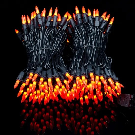 200 Orange String Lights with Black Wire for Halloween {4}