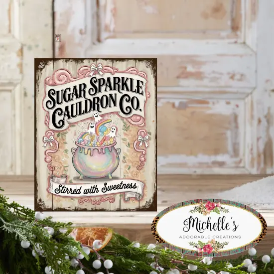 Sugar Sparkle Cauldron Co Halloween Sign {2}