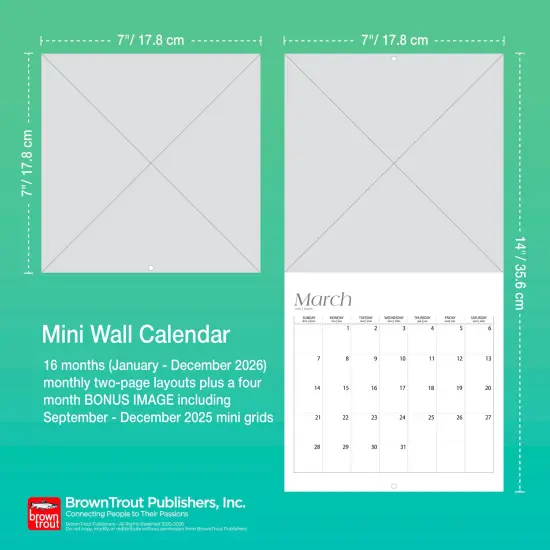 Rocky Mountain Wilderness | 2026 7 x 14 Inch (Hanging) Monthly Mini Wall Calendar {6}