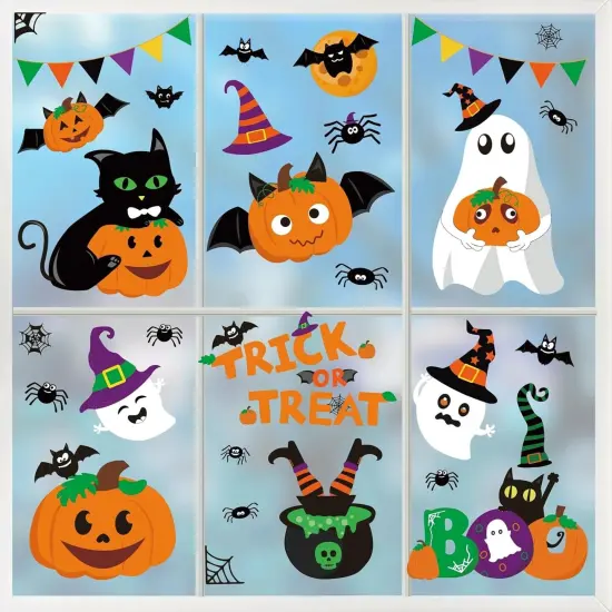 4 Sheets -Halloween Decorations Indoor Window Clings Decor {4}