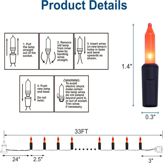 Halloween Orange String Lights - 33Ft, 150 Count {4}