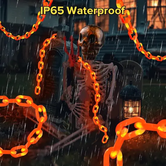 5FT Orange Battery Powered Plastic Chain Lights for Halloween Decorations {4}