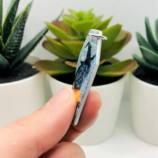 Fall/Autumn Coffin Owl in Witch Hat Charms, 41x21mm {3}