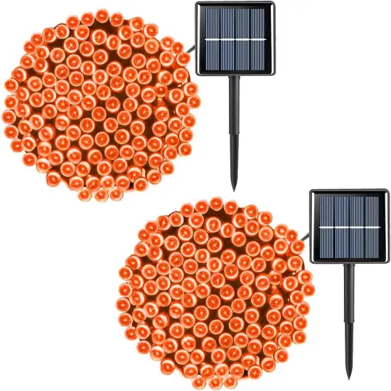2 Pack Each 66ft Solar String Lights 200 LED Halloween Lights Outdoor Waterproof {1}