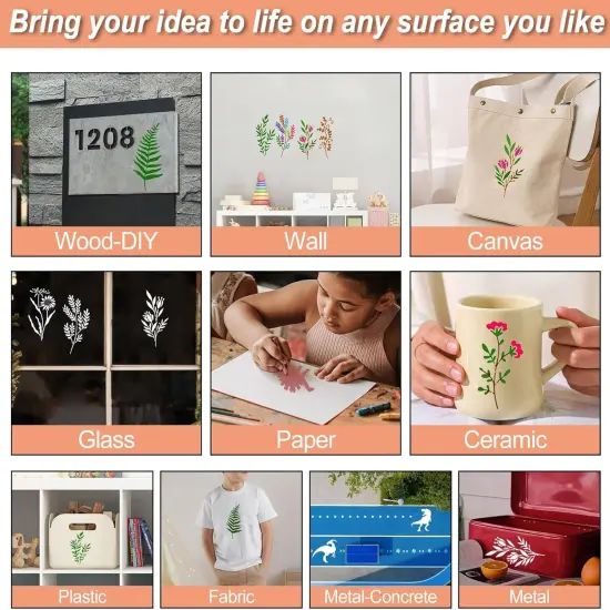 18PCS Flower and Butterfly Stencils - 6x3 Inch {4}