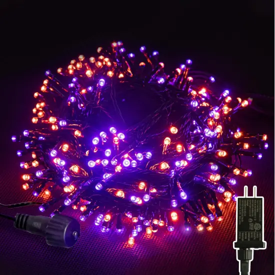 300LED Purple & Orange Halloween String Lights - 109FT, 8 Modes {1}