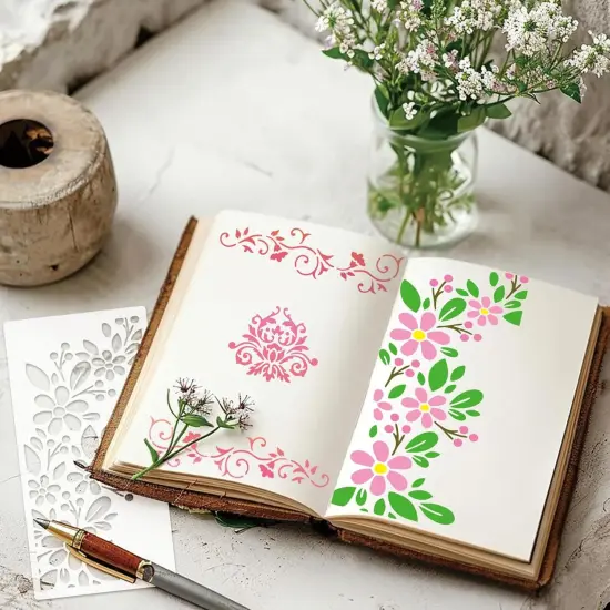 Floral Stencil Art for Painting, Texture Leaf Background (Floral) {5}