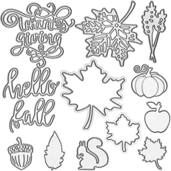 12 Pieces Thanksgiving Metal Cutting Dies Maple Leaf Metal Die Cuts {1}