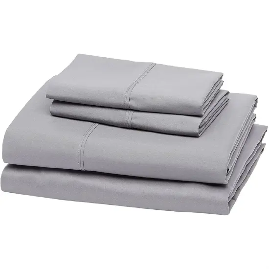 Grey Cotton Sateen Solid Sheet Set with Deep Pockets and Washable {1}