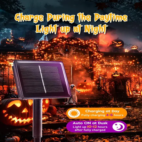 9.8Ft 120 LED Solar Fairy Lights, Halloween Lights {5}