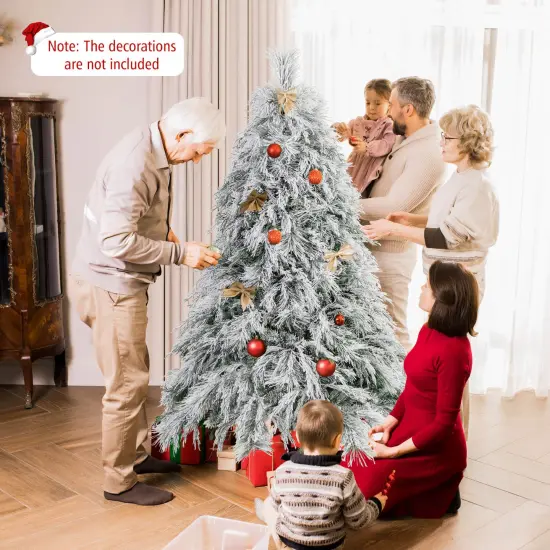 Costway 4.5/6/7 FT Pre-Lit Artificial Christmas Tree with 279/519/743 PVC & Pine Needles & PE Tips {5}