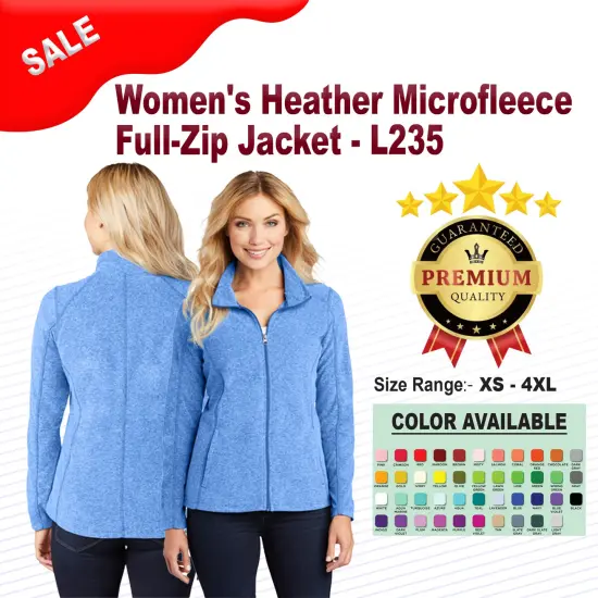 Port Authority&reg; Women's Heather Microfleece Full-Zip Long Sleeve Jacket Black charcoal heath {2}