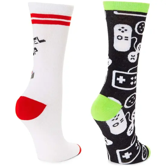 Video Game Lovers Crew Socks for Girls, Fun Gift Set (One Size, 2 Pairs) Multicolor {6}