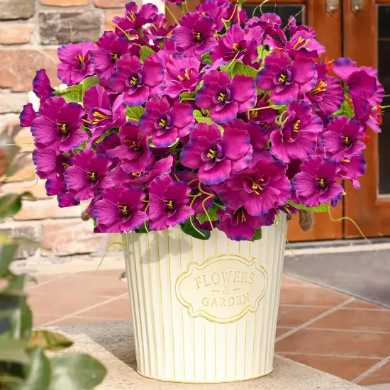 Artificial Flowers for Outdoors, Summer Potted Plants Fake Silk Flowers UV Resistant and No-Fade, Faux Summer Flowers Plants Long Stem for Window Box Porch Patio Garden Streets Decor(8pcs) {5}