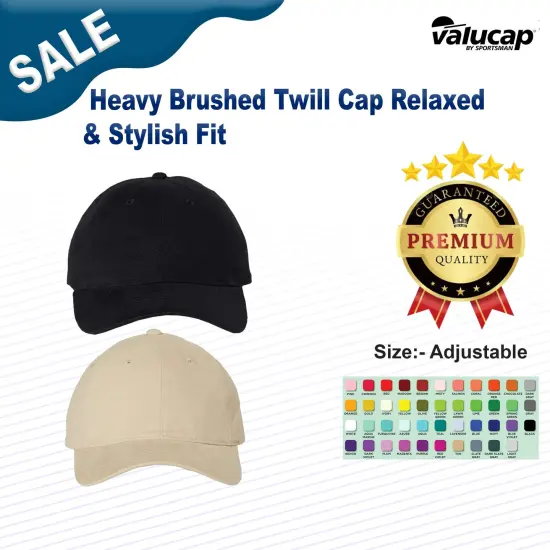 Valucap® Heavy Brushed Twill Cap Relaxed & Stylish Fit White {3}