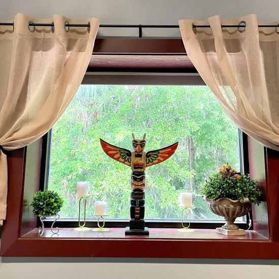 Northwest Coast Style Wooden Totem Pole Sculpture {11}