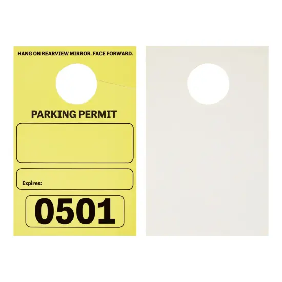 500 Pack Parking Permit Hang Tags, Parking Passes Numbered 501-1000 for Car Mirrors, Events (Yellow) {4}