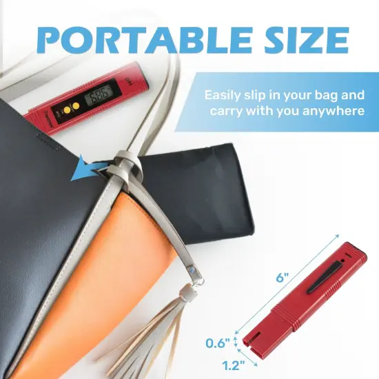 Insten - Digital pH Meter Tester Pen for Water Hydroponics, High Accuracy, Pocket Size, 0-14 pH Measurement Range, Red {6}