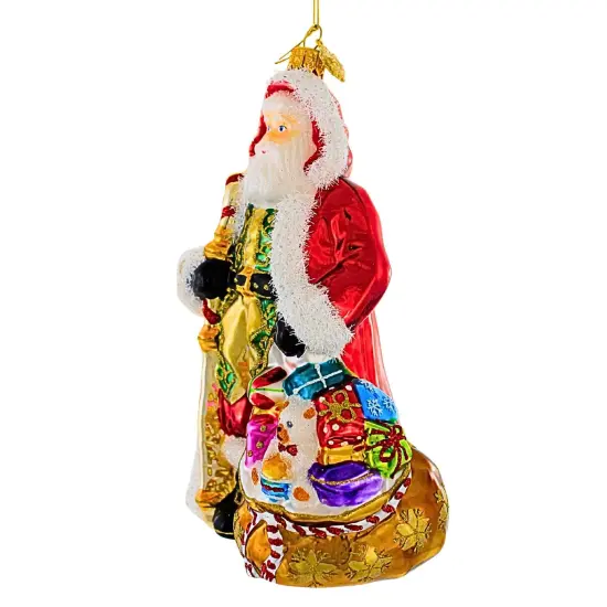 Huras Family 7.25 In Burlington Santa Christmas Tree Ornament , Christmas Decor Hand-Painted Keepsake Red {3}