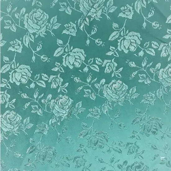 1 Yard Aqua Rose Floral Jacquard Satin 60/59&Prime; Width {1}