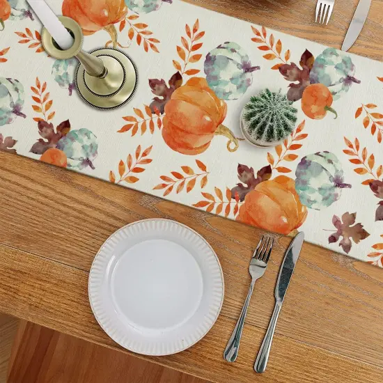 Fall Table Runner Watercolor Pumpkin Autumn {4}