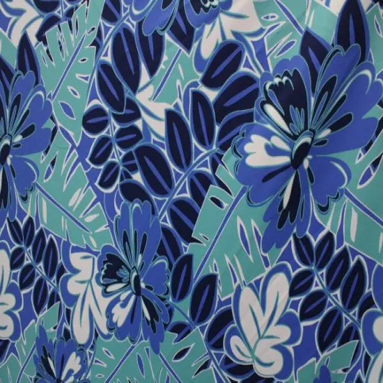 1 Yard Tropical Poolside Floral Print Spandex Fabric for Swim Sets Summerwear Dance Costumes 58/60 Inch Width {1}