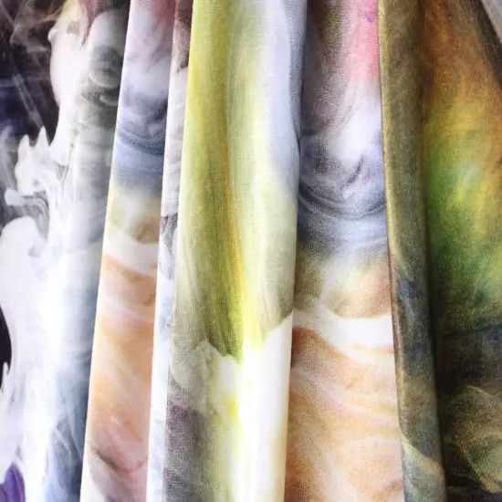1 Yard Rainbow Smoke Print Stretch Velvet Fabric for Dancewear Leggings Costumes Streetwear (36" x 60") Inches Wide {5}