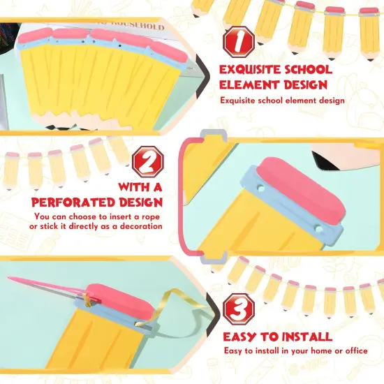 8 Pcs Back to School Banner Pencil Garland DIY {4}