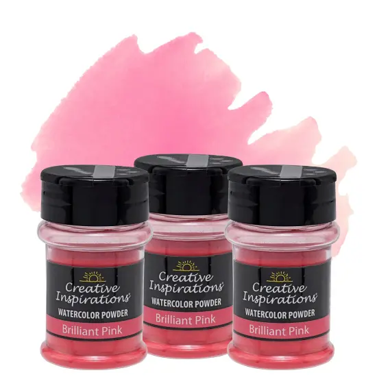 Creative Inspirations Powder Watercolor Paint 3 Pack - 38g Shaker Bottle, Brilliant Pink - Dye-Based Water-Soluble Crystalline Pigments - Non-Toxic, Perfect for Abstract and Spontaneous Effects {1}