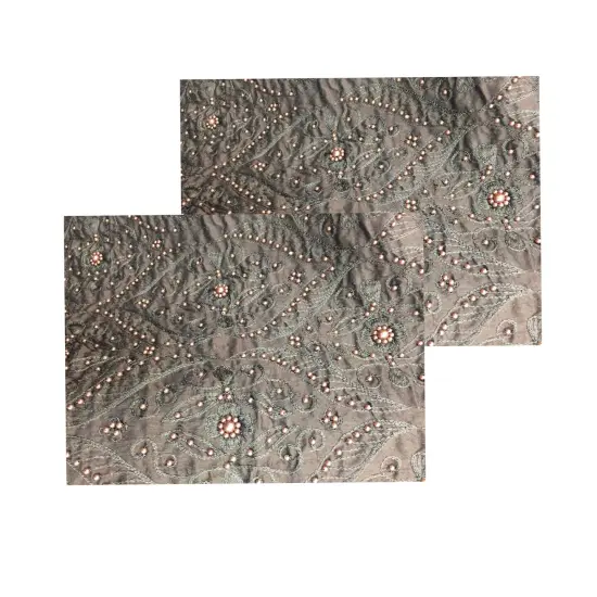 1 Yard Silk Embroidery with Pearls Fabric for Dresses and Couture 45 Inches Wide {5}