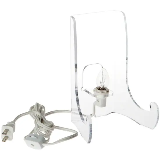 Plymor Clear Acrylic Lighted Flat Back Easel With Shallow Support Ledges, 7.5" H x 5.375" W x 4.25" D {1}